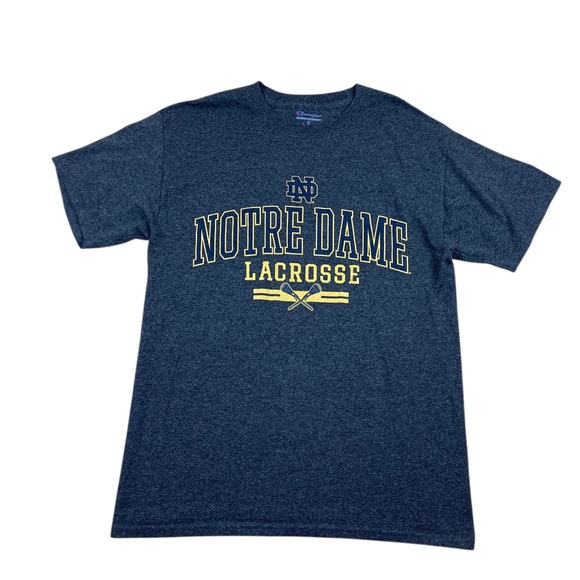Champion The University of Notre Dame Lacrosse T-Shirt Sz M Dark Gray - Picture 1 of 3